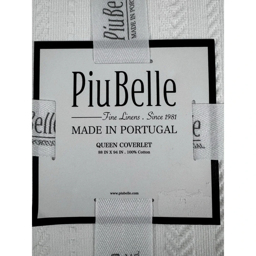 Piu Belle‎ Luxury Portugal White Matelasse Coverlet Textured Chevron Queen